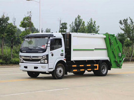 国六东风8方压缩垃圾车-三角斗带挂桶装置
