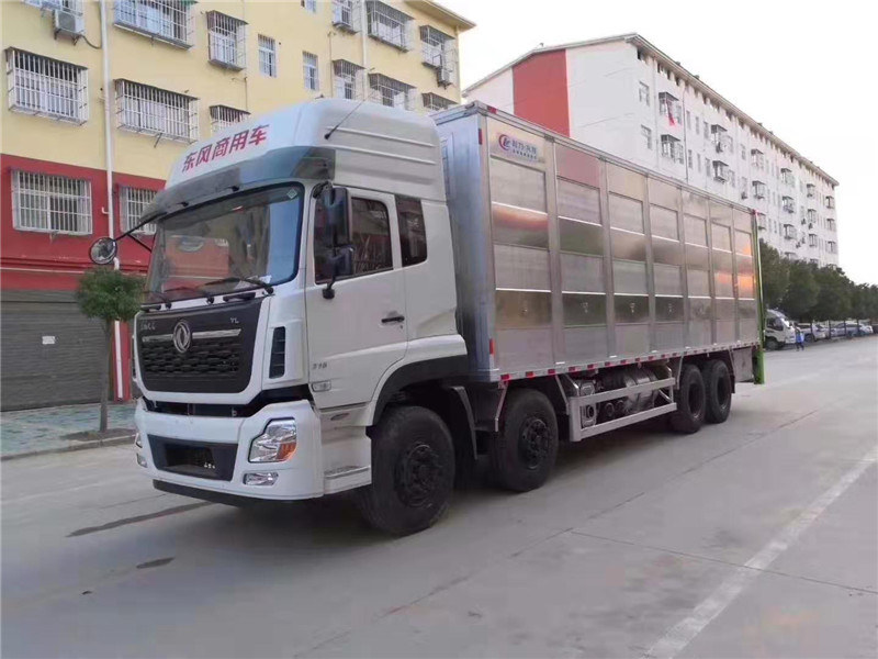 东风天龙铝合金前四后八畜禽车，可分三层四层