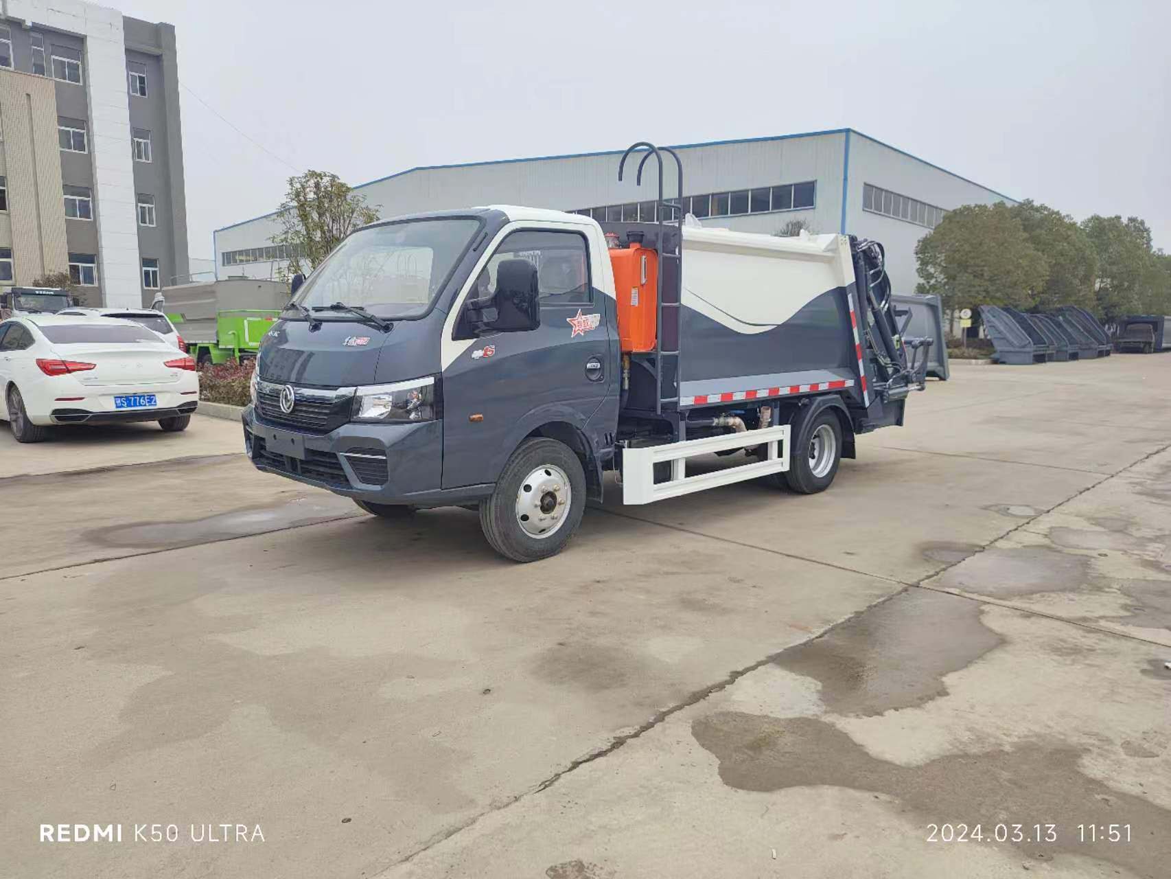 途逸 5方压缩垃圾车（尾部挂桶带盖）价格